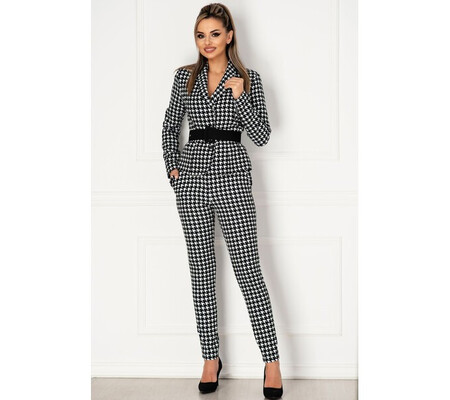 Pantaloni conici Pretty Girl office cu imprimeu pepit