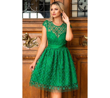 Rochie de ocazie baby doll verde smarald