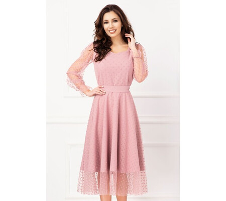 Rochie InPuff eleganta de cununie rose acoperita de tul cu buline