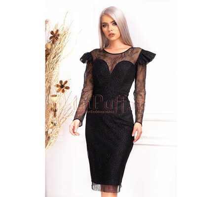 Rochie neagra de seara cu sclipici