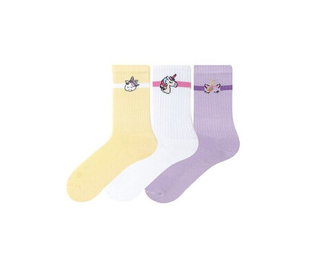 Set 3 perechi sosete bumbac colorate cu unicorn Bross 23472