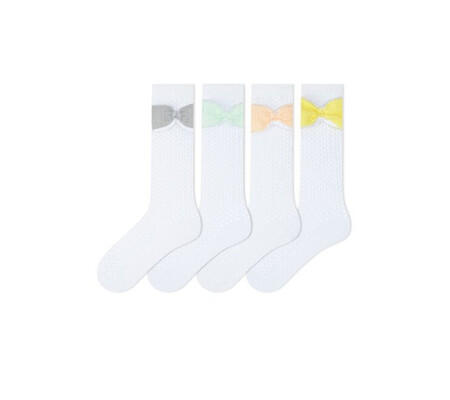 Set 4 sosete bumbac lungi sub genunchi cu fundita colorata Bross 22229