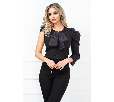 Bluza dama eleganta Venezia neagra cu o maneca