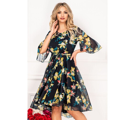 Rochie de vara Anca din voal in clos cu print floral by InPuff