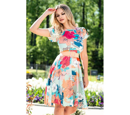 Rochie de vara InPuff cu imprimeu floral multicolor