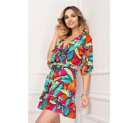 Rochie de vara scurta cu volane si imprimeu vibrant By InPuff