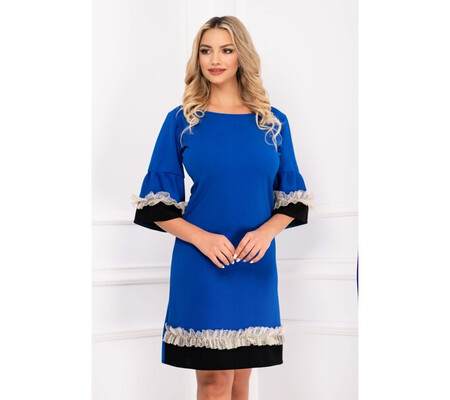 Rochie de zi Mira albastra lejera cu volanase By InPuff