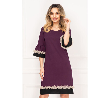 Rochie de zi Mira mov lejera cu volanase By InPuff