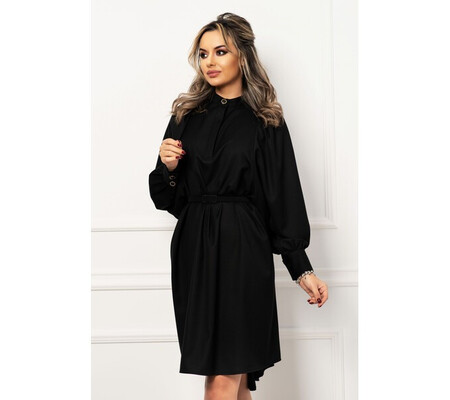 Rochie de zi trendy neagra lejera asimetrica