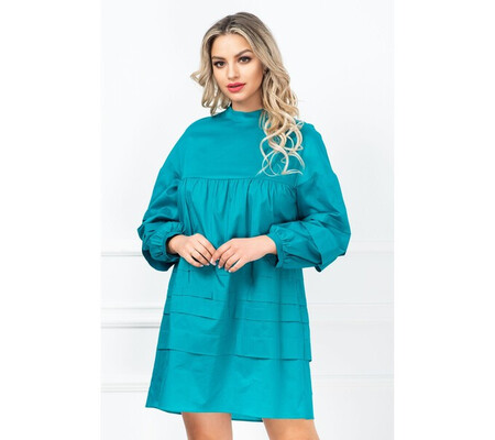 Rochie Xara de gravida turquoise din bumbac