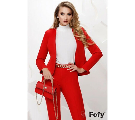 Sacou Fofy office dama elegant rosu cambrat