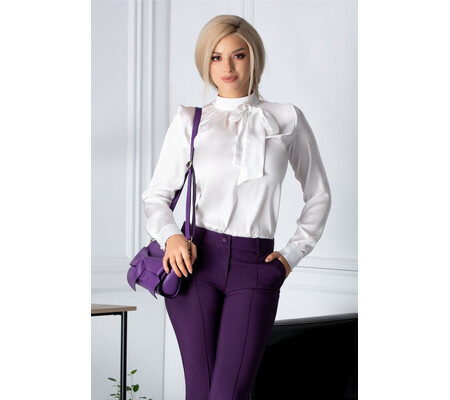 Bluza dama alba eleganta cu funda la guler