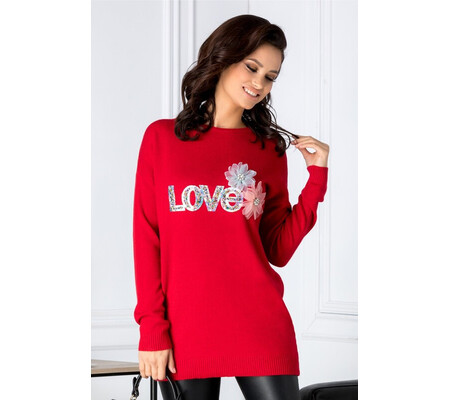 Bluza Love rosie cu aplicatii 3D