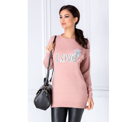 Bluza Love roz cu aplicatii 3D