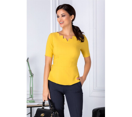 Bluza Paty galben mustar cu peplum