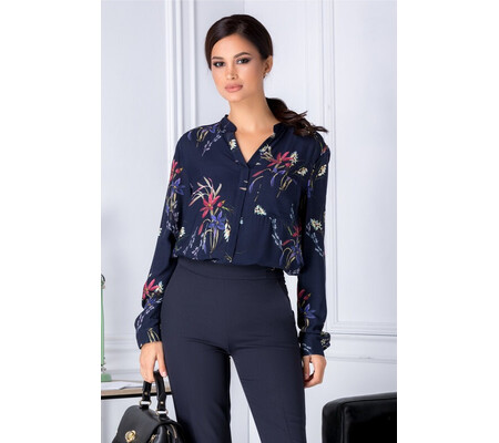 Bluza Selena bleumarin cu imprimeu floral