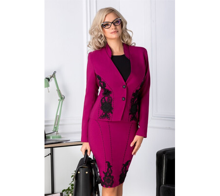 Compleu LaDonna fucsia cu broderie neagra