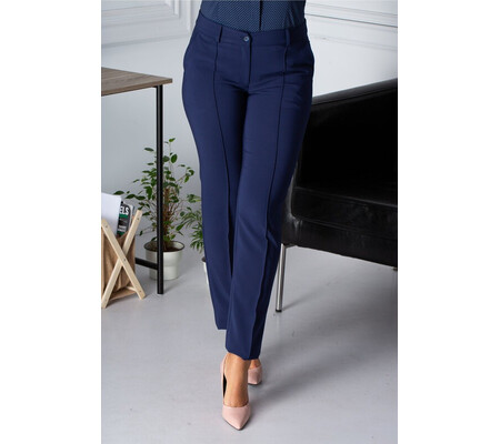 Pantaloni LaDonna office bleumarin cu dunga