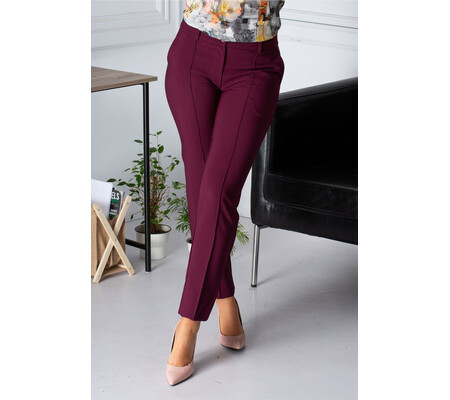 Pantaloni LaDonna office bordo cu dunga