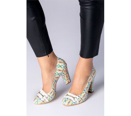 Pantofi dama cu imprimeu multicolor