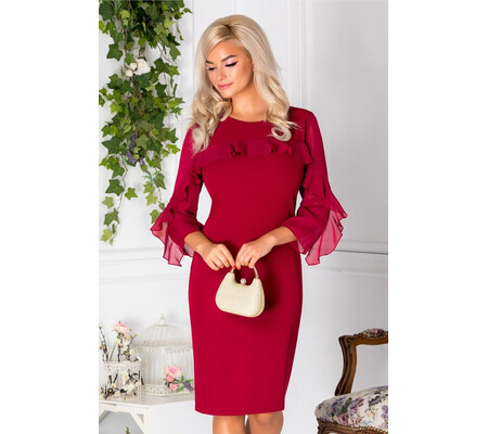 Rochie Alissa bordo cu volanase