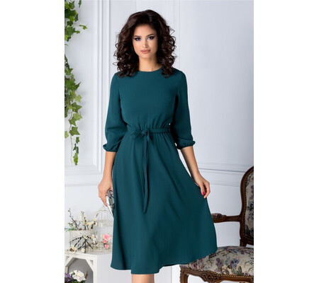 Rochie Brise midi verde petrol eleganta