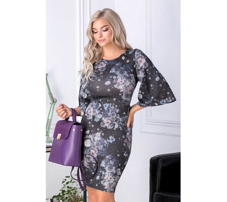 Rochie Coleen neagra cu imprimeu floral