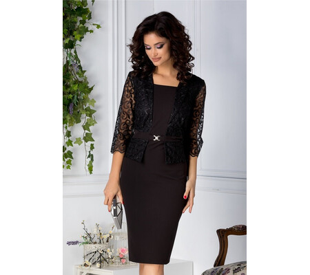 Rochie Herta neagra cu dantela de ocazie