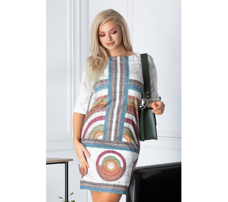 Rochie Izzy ivory cu imprimeu divers pastelat