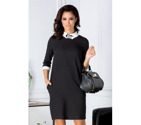 Rochie Katy office neagra cu dungi