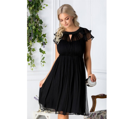 Rochie Leonard Collection neagra din matase naturala