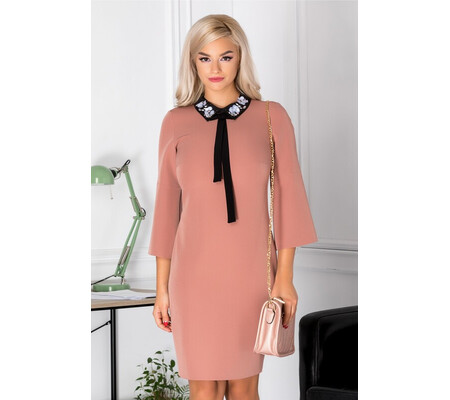 Rochie Moze office coniac cu aplicatii 3D la guler