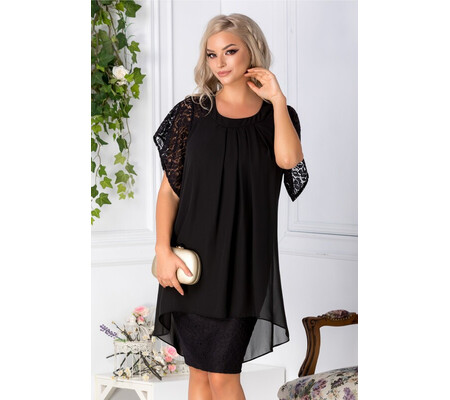 Rochie Olivia neagra din voal si dantela