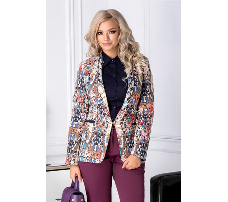 Sacou Amanda cu imprimeu multicolor