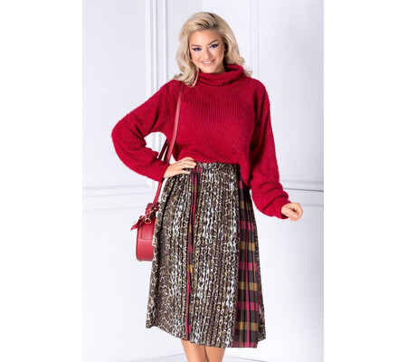 Bluza bordo din tricot catifelat cu fir stralucitor