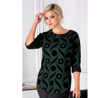 Bluza Cary verde cu insertii catifelate