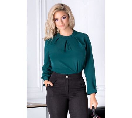 Bluza Moze verde eleganta cu pliuri