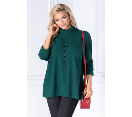 Bluza Oly verde cu guler rulat