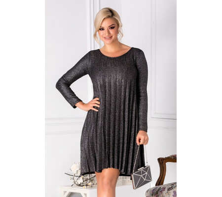 Rochie Abby negru-argintiu plisata