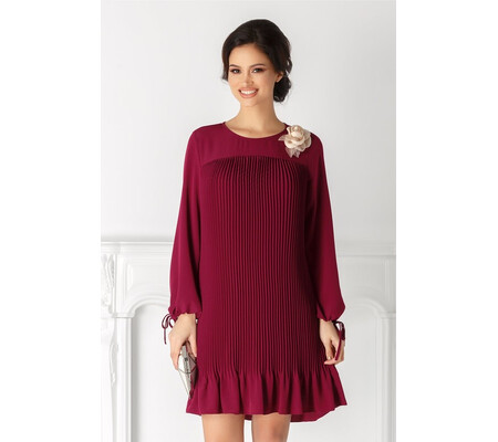 Rochie Ania fucsia plisata de ocazie