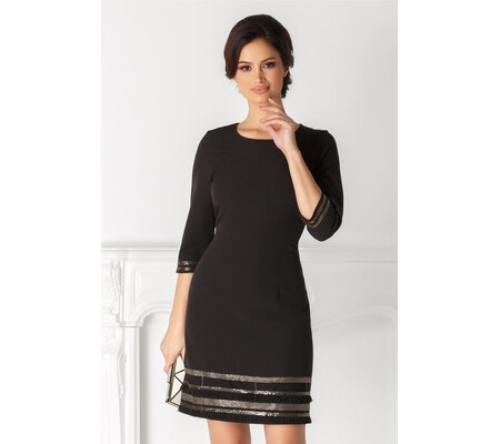 Rochie Aniela neagra cu paiete la baza