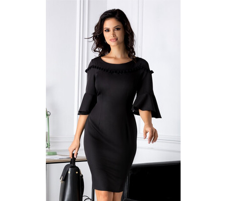 Rochie Caroline neagra cu ciucurei