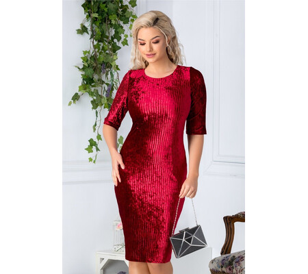 Rochie Caty Burgundy din catifea