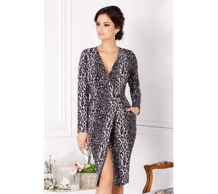 Rochie Celeste cu animal print gri