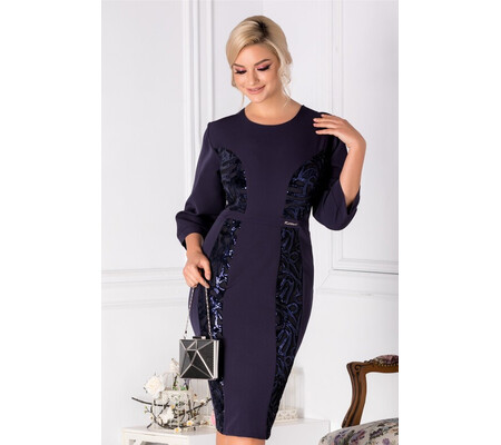 Rochie Grace conica cu paiete bleumarin