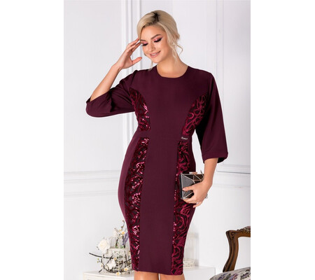 Rochie Grace conica cu paiete bordo