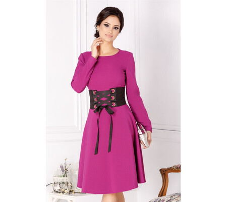 Rochie LaDonna violet in clos cu brau in talie