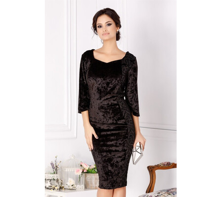 Rochie Melissa din catifea neagra cu paiete