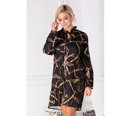 Rochie Minette neagra cu imprimeu