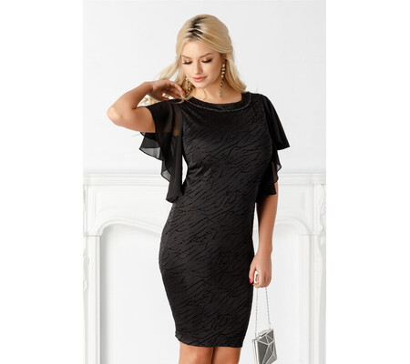 Rochie Petra neagra cu insertii din catifea si sclipici